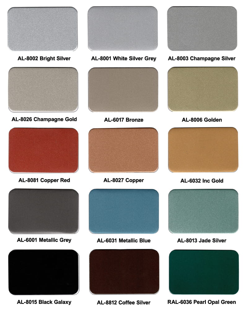Carta de colores del panel compuesto de aluminio de madera de Alucoworld